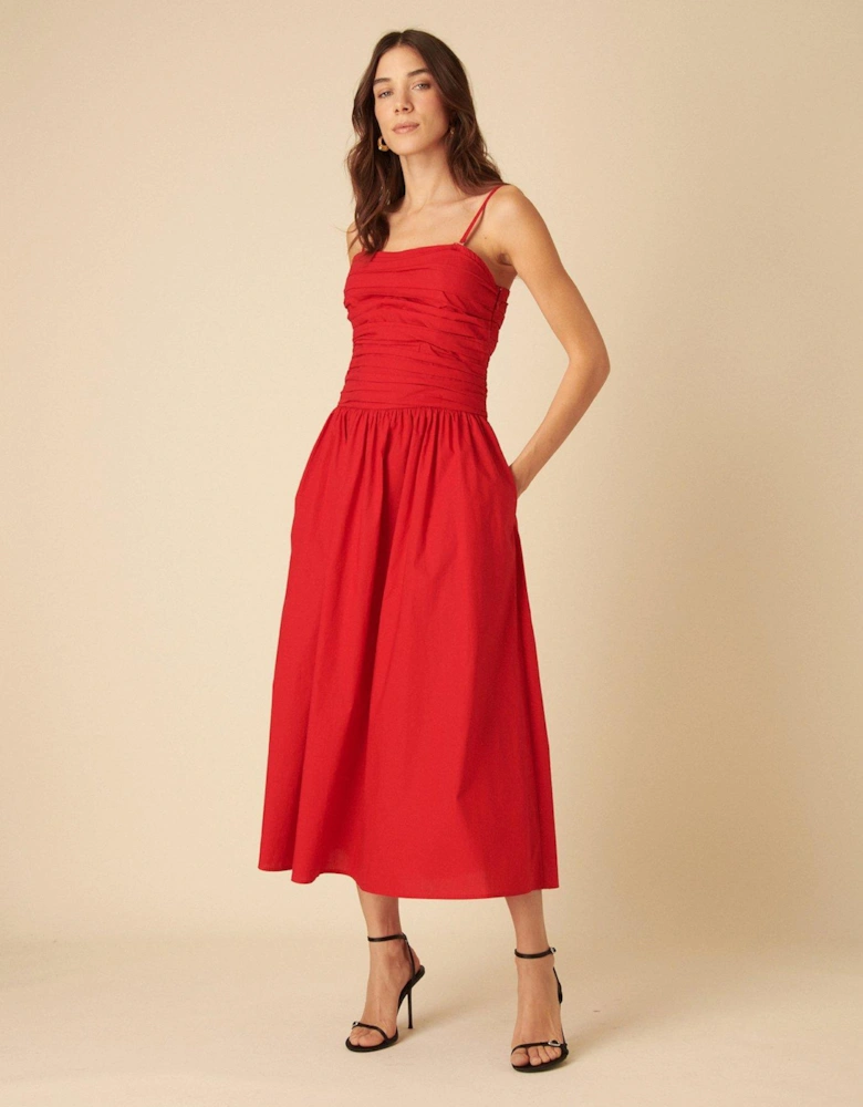 Felicity Midi Dress - Black - Red