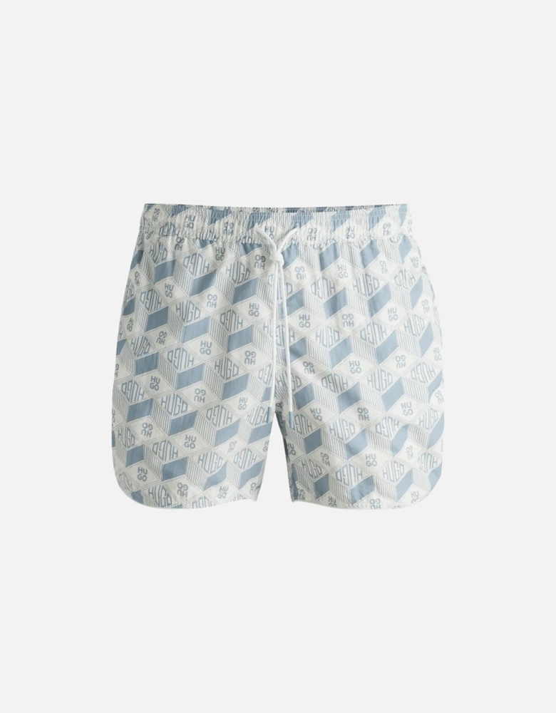 Rik Seasonal Print White/Blue Swim Shorts