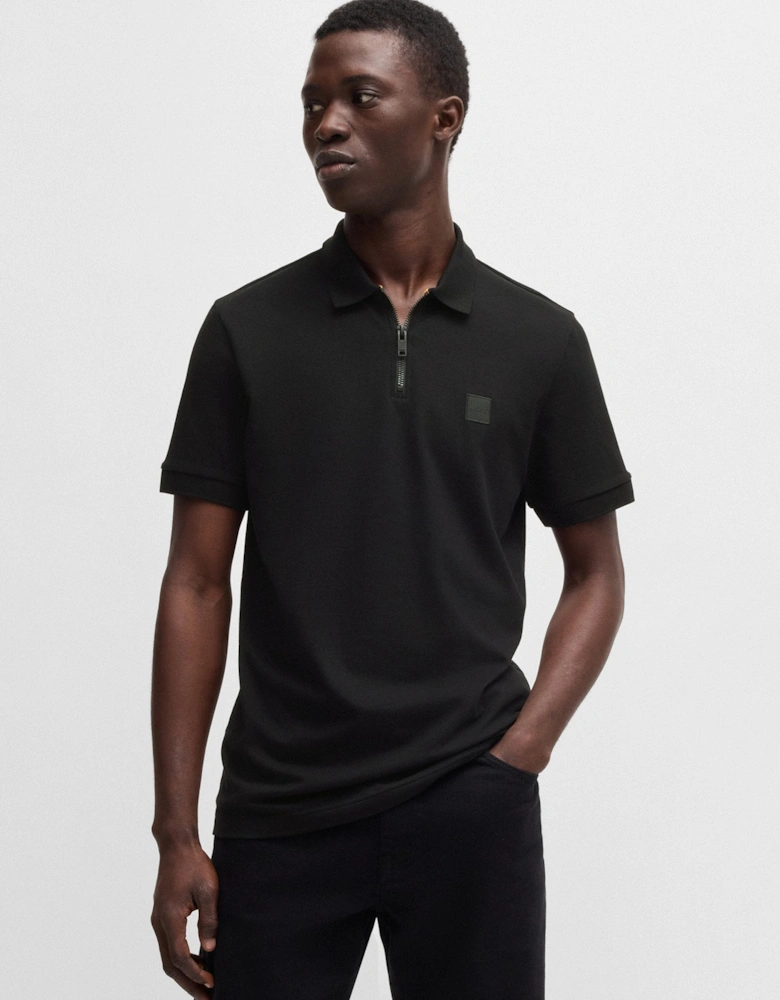 BOSS Orange Passerzip Polo Shirt 001 Black