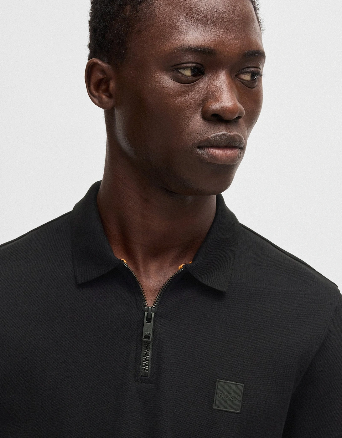 BOSS Orange Passerzip Polo Shirt 001 Black