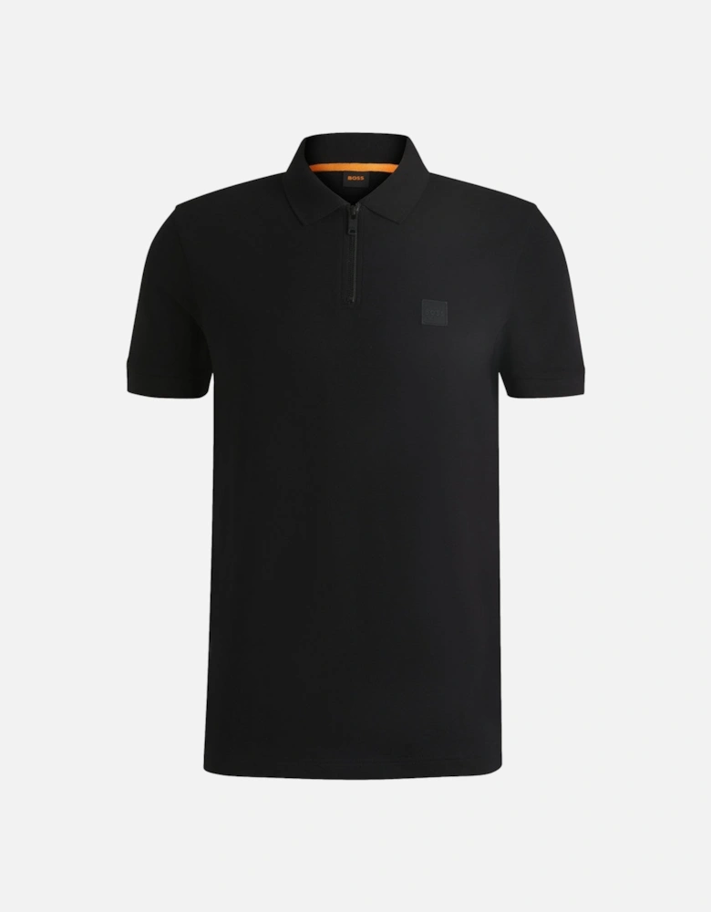 BOSS Orange Passerzip Polo Shirt 001 Black