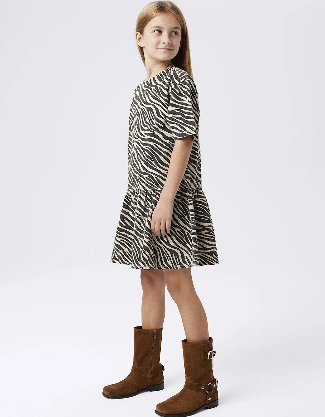 Girls Zebra Print Drop Waist Dress - Black, 2 of 1