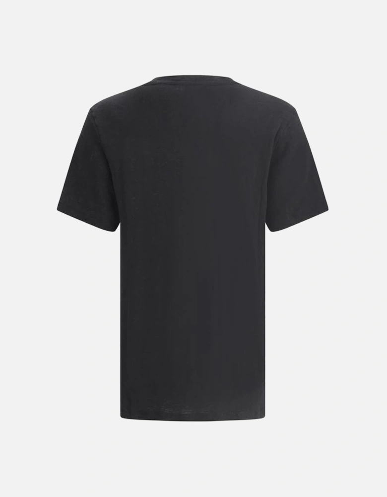 Linen Zewel T-Shirt with Monogram Print Women - Black