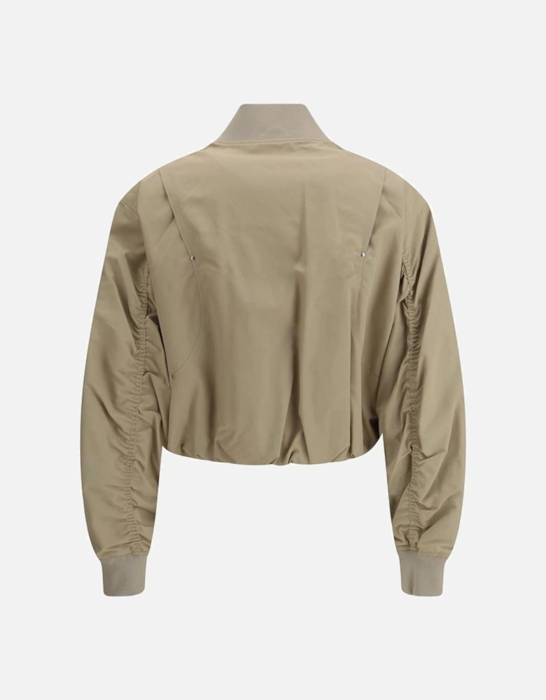 Urban Sophisticated Cropped Jacket with Ribbed Collar Women - Beige