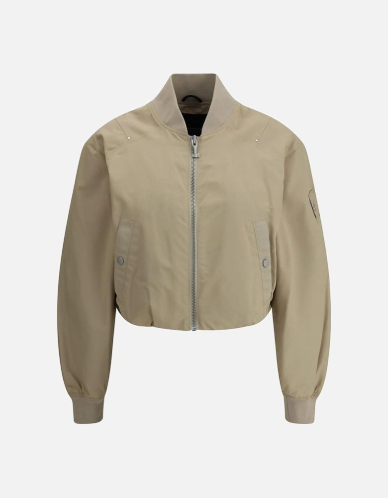 Urban Sophisticated Cropped Jacket with Ribbed Collar Women - Beige