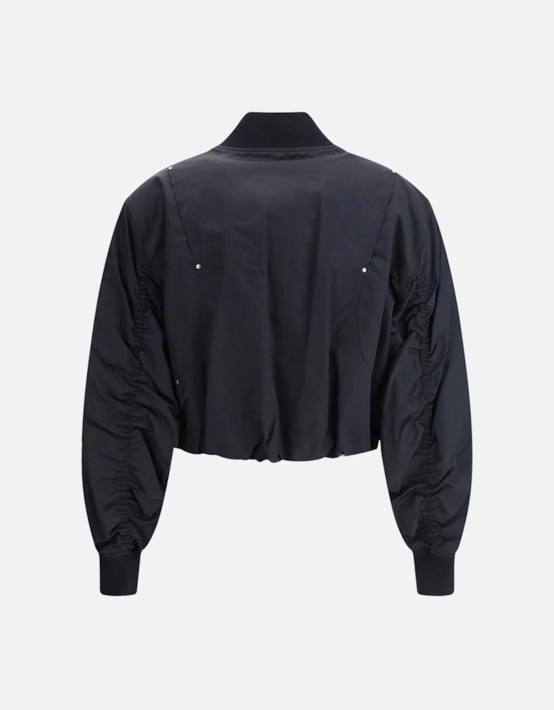 Urban Sophisticated Cropped Jacket with Ribbed Collar Women - Black