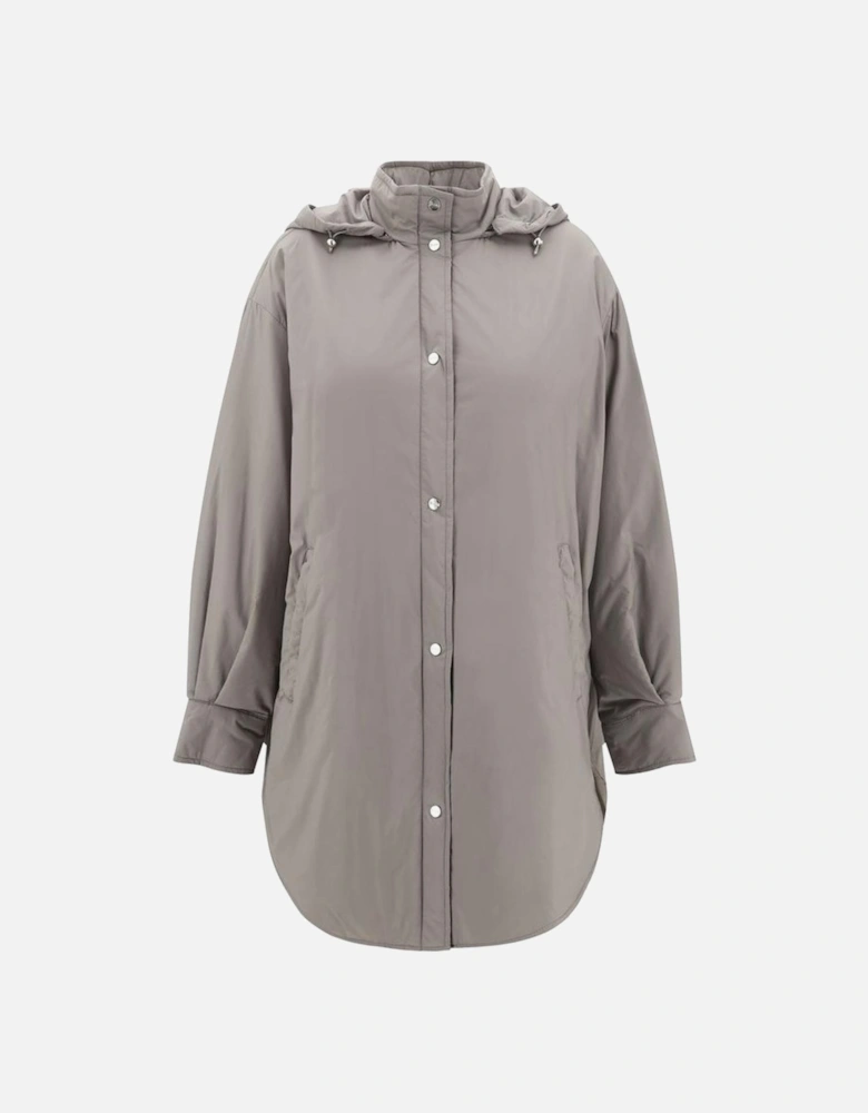 Hooded Jacket with Snap Closure and Zipped Pockets Women - Green
