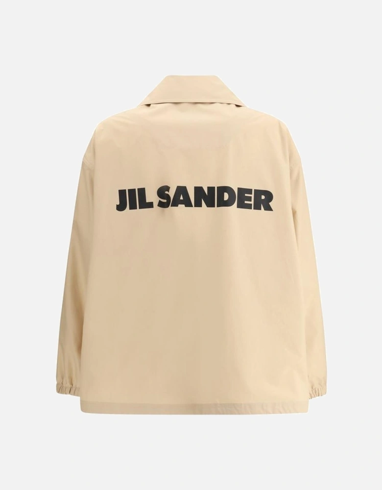 Cotton Jacket with Adjustable Drawstring Waistband Women - Beige
