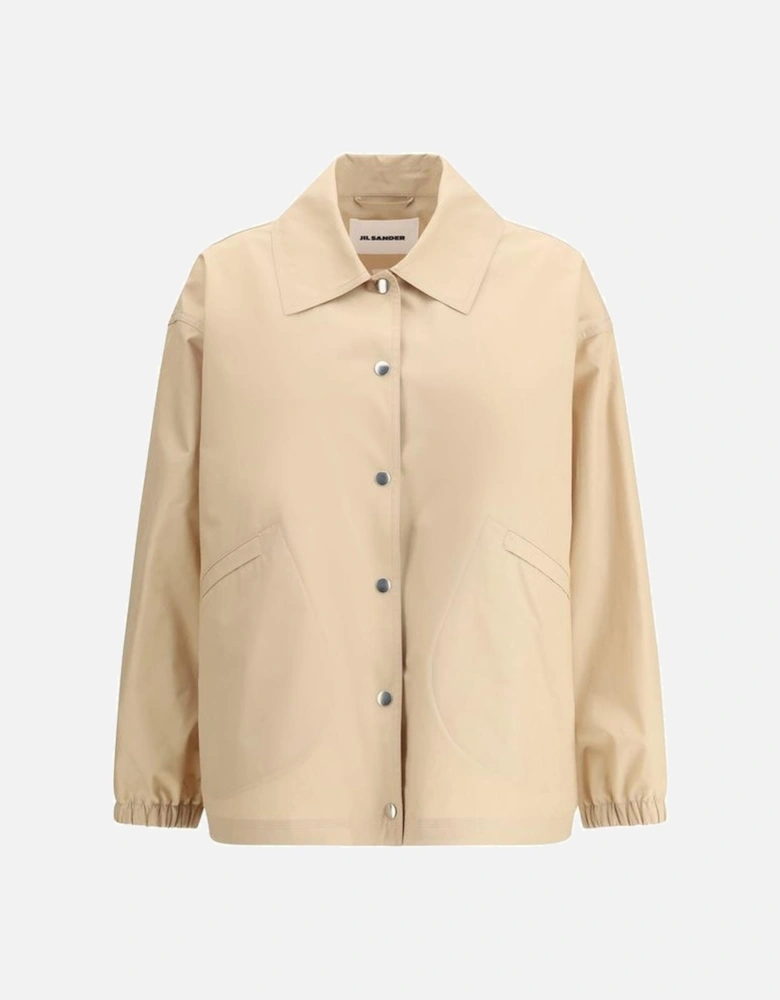 Cotton Jacket with Adjustable Drawstring Waistband Women - Beige