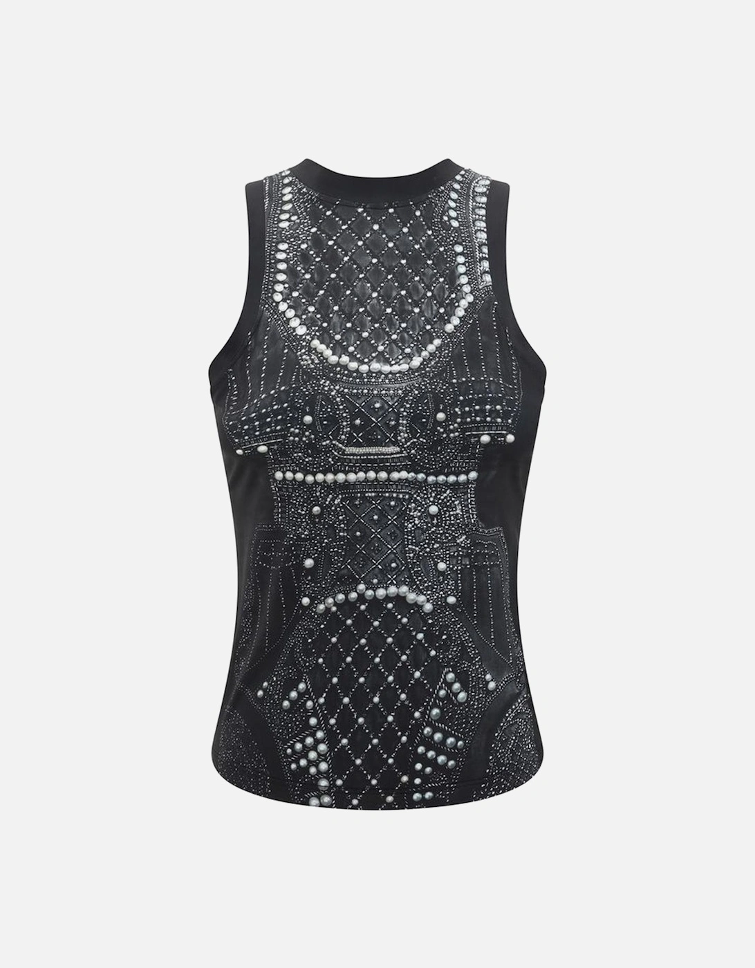 Sleeveless Round-Neck Top with Trompe-lœil Pattern Women - Black, 4 of 3