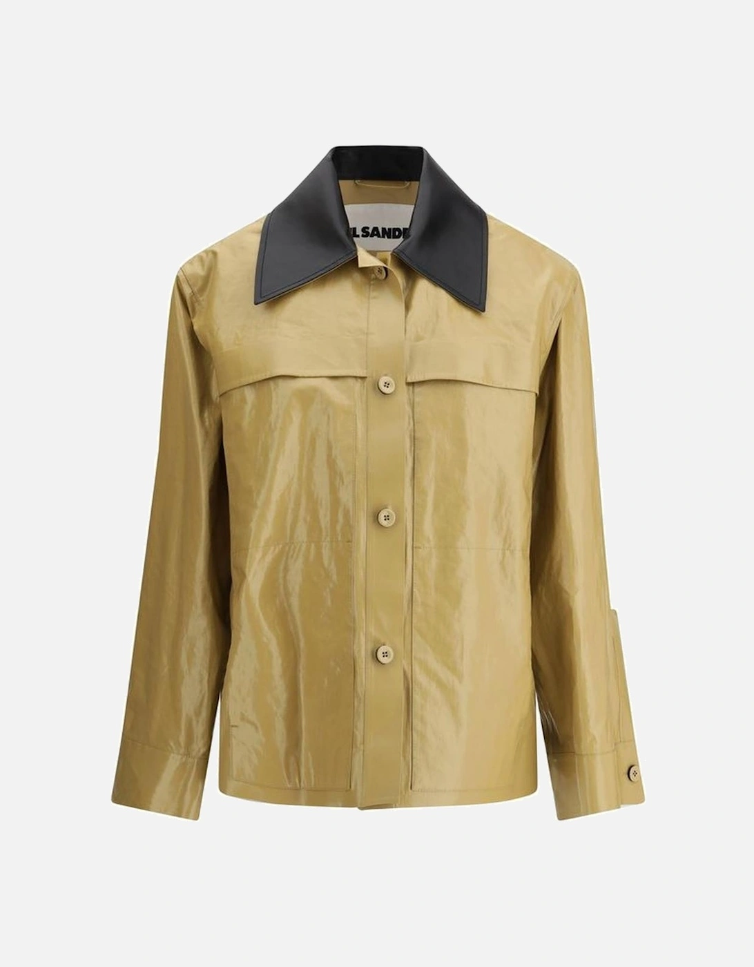 Coated Linen Sport Jacket with Classic Collar Women - Beige Jackets, 4 of 3