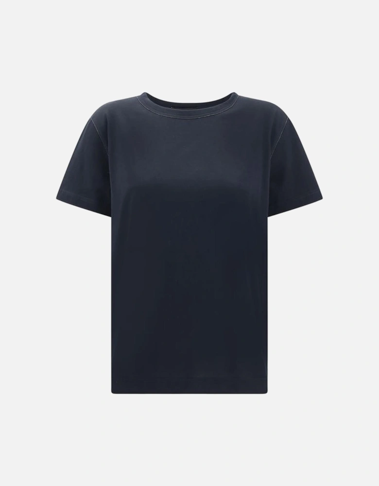 Rhinestone Embellished Crew Neck T-Shirt Women - Blue