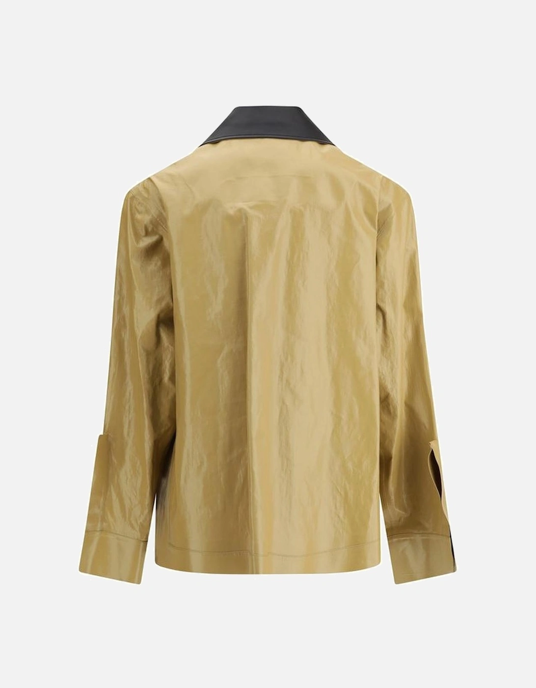 Coated Linen Sport Jacket with Classic Collar Women - Beige Jackets