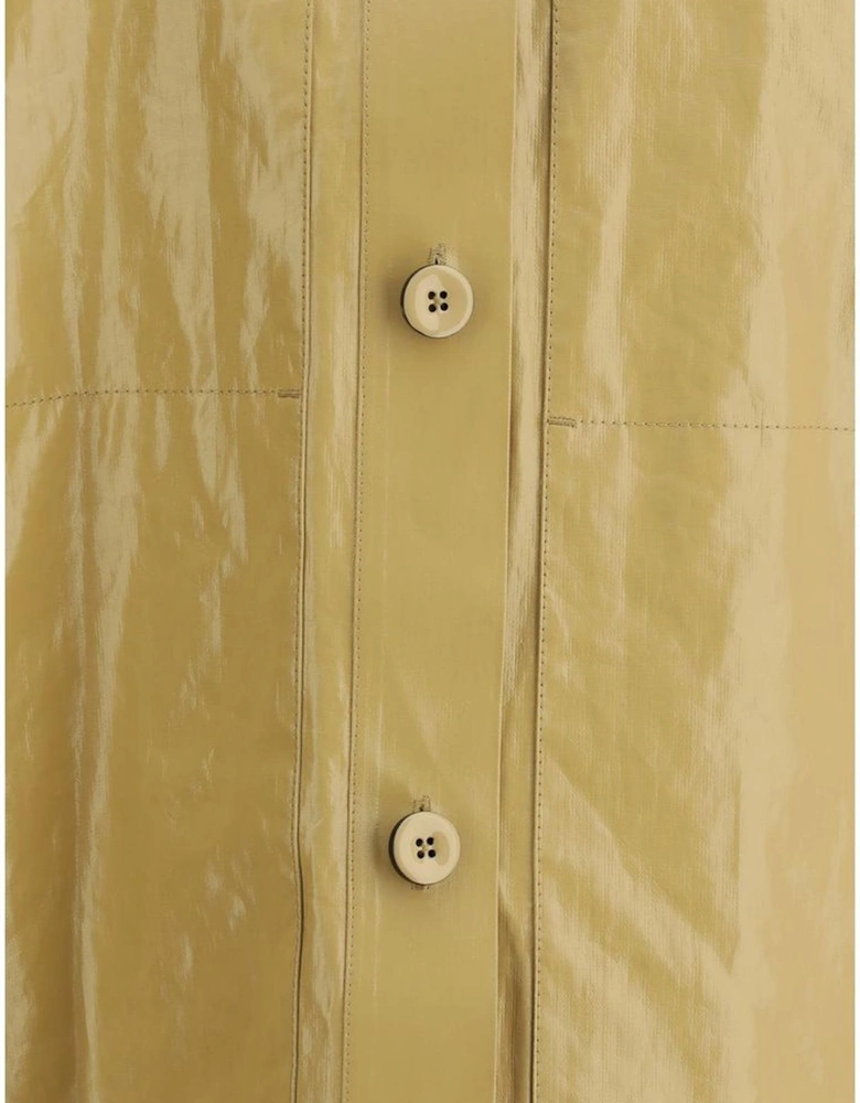 Coated Linen Sport Jacket with Classic Collar Women - Beige Jackets