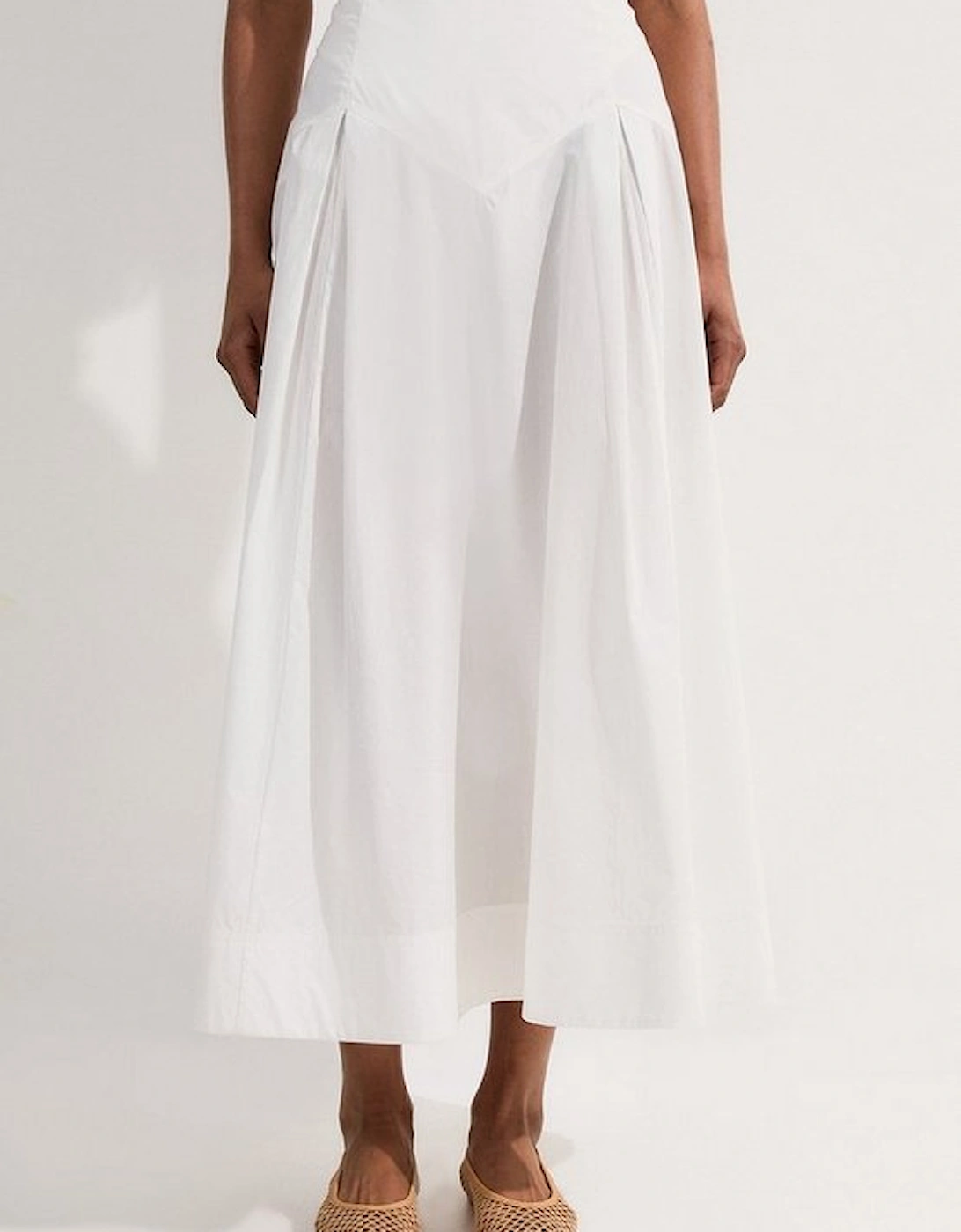 Cotton Woven Prom Skirt With Dropped Waist Detail