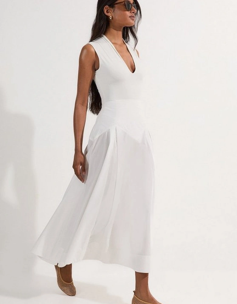 Cotton Woven Prom Skirt With Dropped Waist Detail