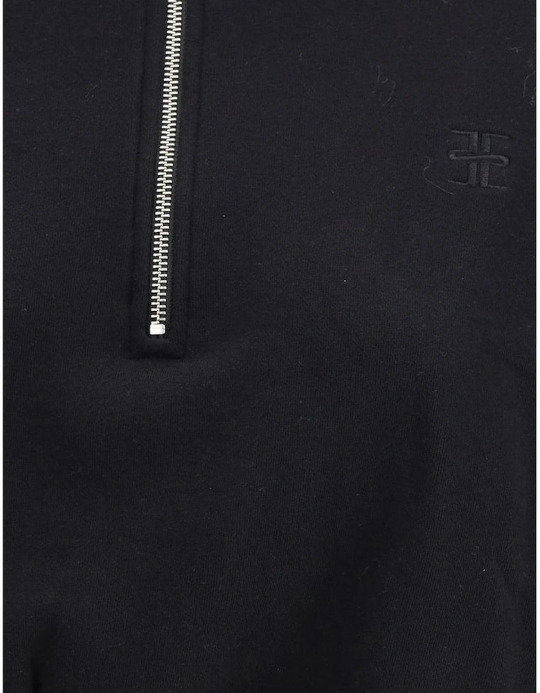 Cropped High Neck Zip-Up Sweatshirt Women - Black Sweaters