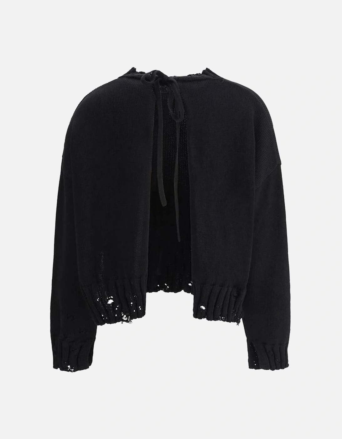 Cut-Out Back Cropped Sweater with Ribbons Women - Black