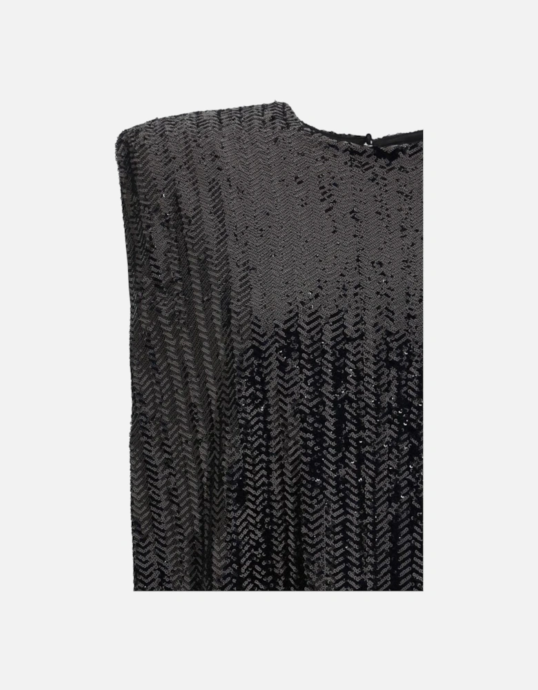 Sequined Mini Dress with Padded Shoulders Women - Black Dresses