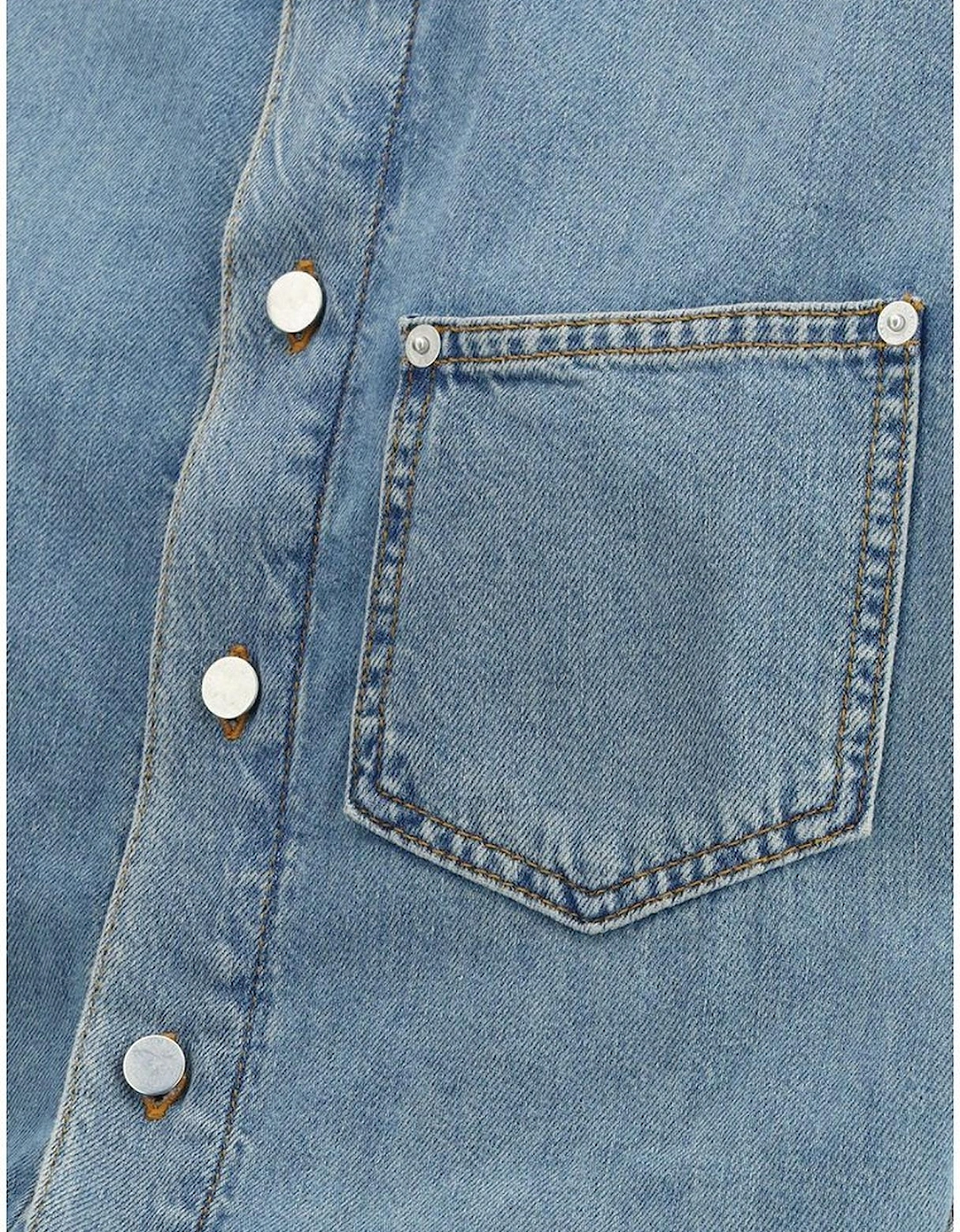 Tamu Denim Shirt Dress with Adjustable Fit Women - Light Blue Dresses