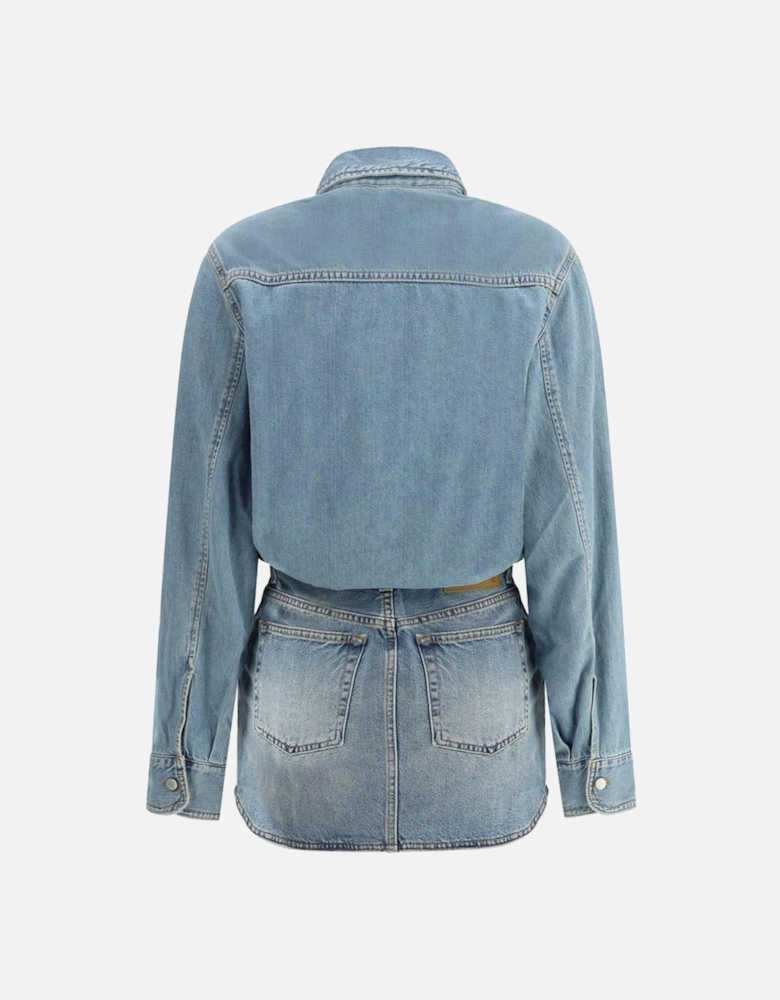 Tamu Denim Shirt Dress with Adjustable Fit Women - Light Blue Dresses