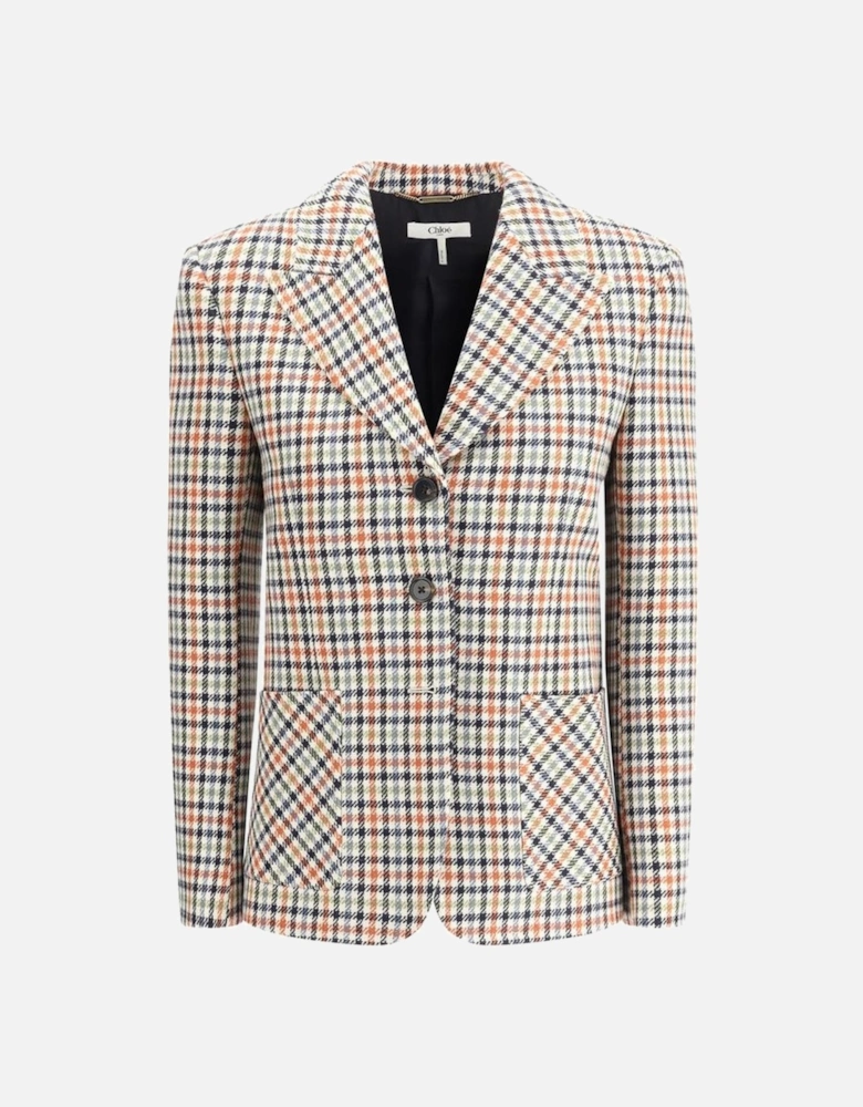 Virgin Wool Check Pattern Blazer Jacket Women - Multicolor Suits