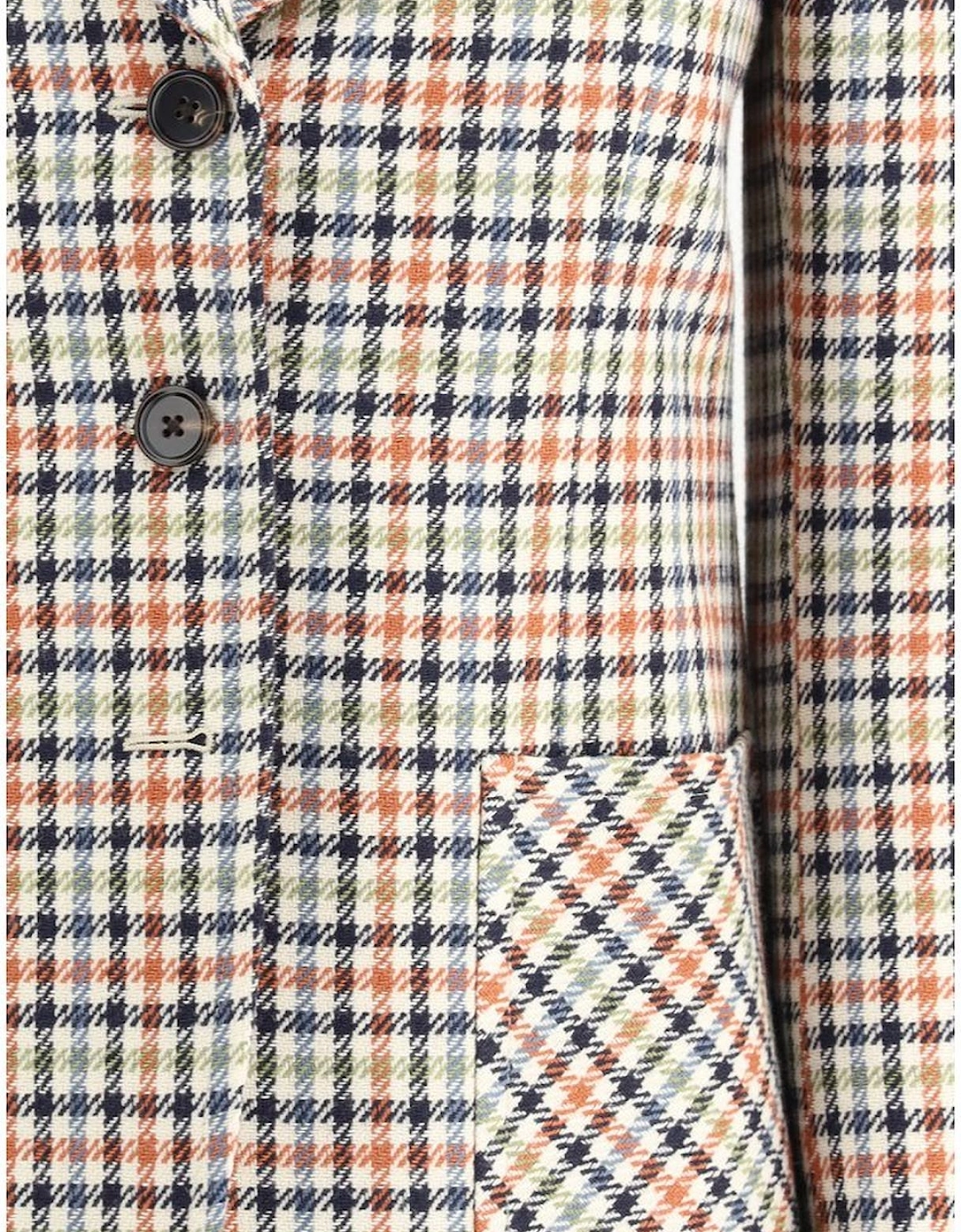 Virgin Wool Check Pattern Blazer Jacket Women - Multicolor Suits