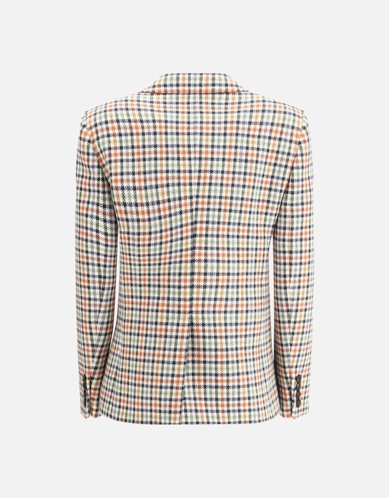 Virgin Wool Check Pattern Blazer Jacket Women - Multicolor Suits