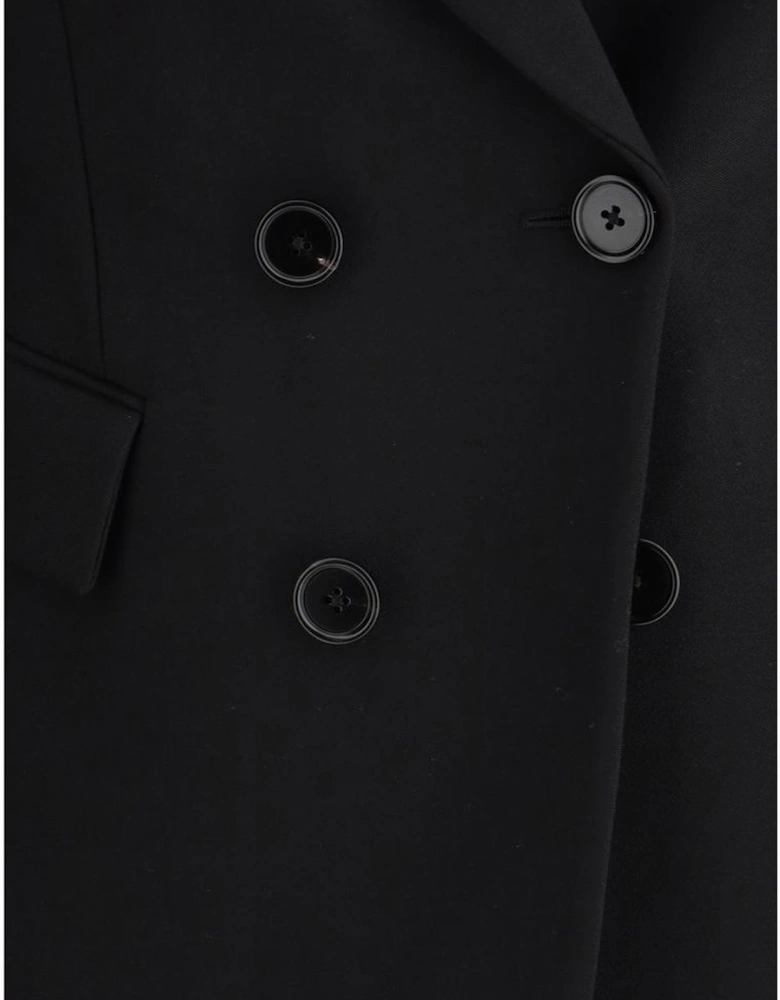 Wool Double-Breasted Blazer with Peaked Lapel Women - Black Suits