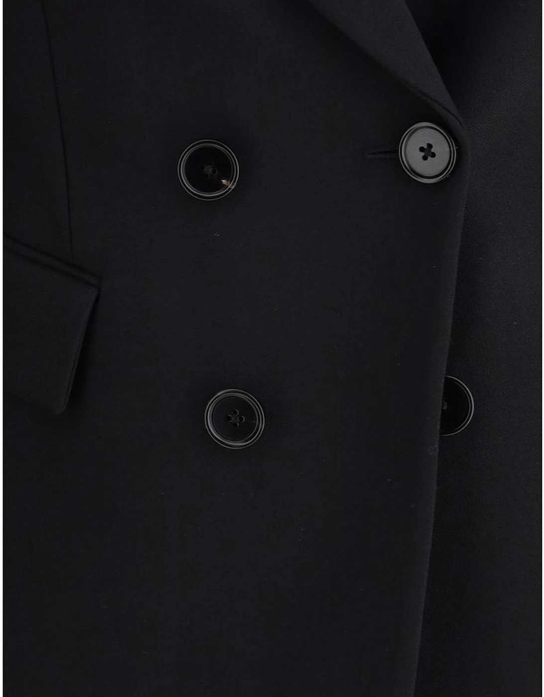 Wool Double-Breasted Blazer with Peaked Lapel Women - Black Suits
