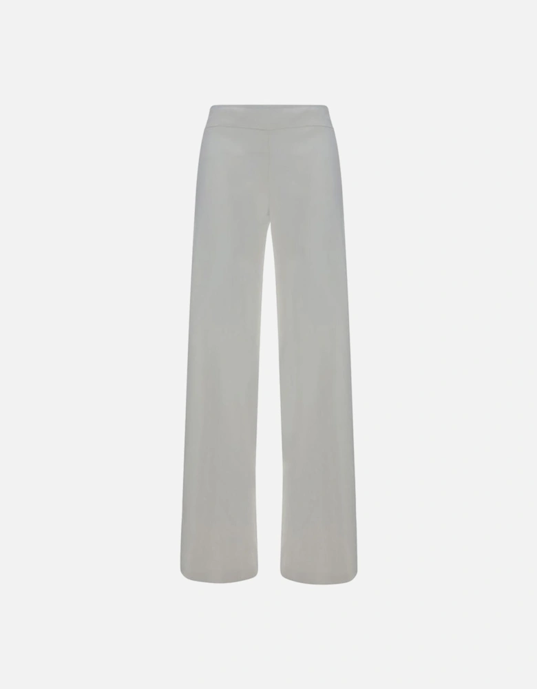 Monochrome Pattern Regular Fit Linen Pants Women - White Jeans