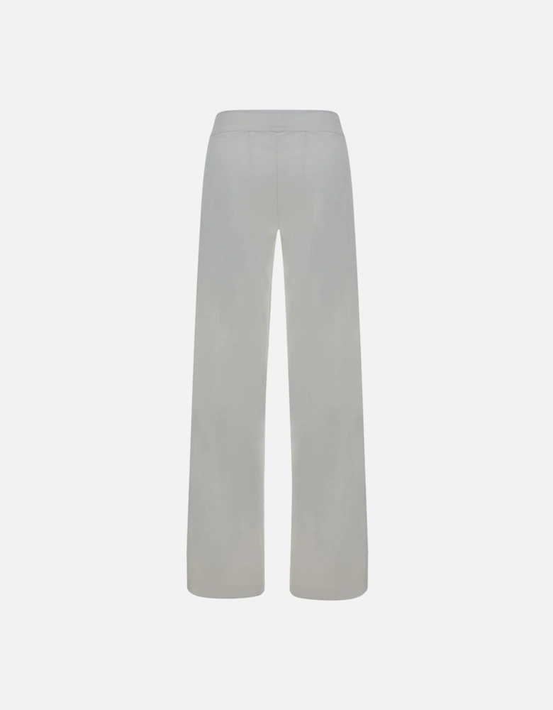 Monochrome Pattern Regular Fit Linen Pants Women - White Jeans