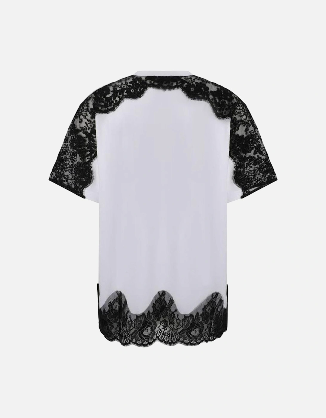 Cotton T-Shirt with Lace Details and Logo Plaque Women - White