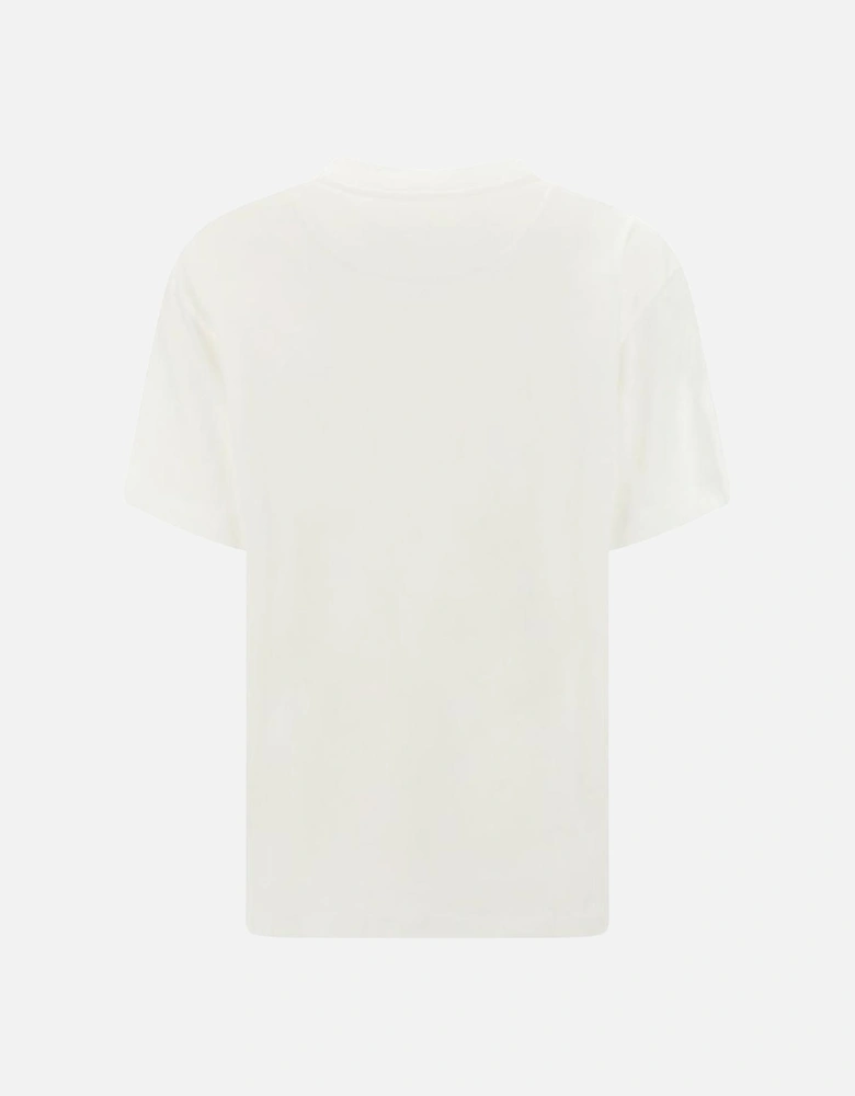 Cotton T-Shirt with Ribbed Crew Neck and Monogram Patch Women - White