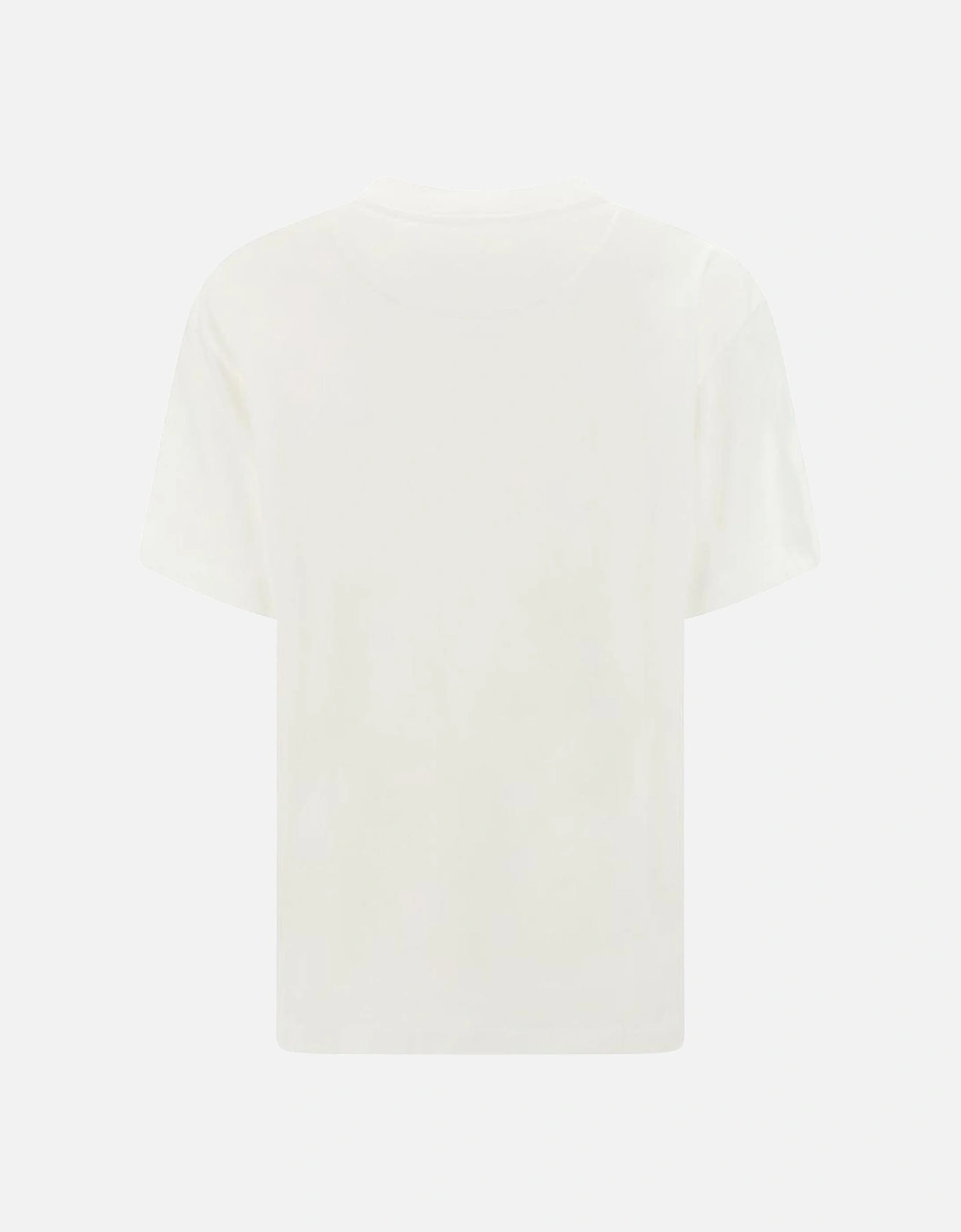 Cotton T-Shirt with Ribbed Crew Neck and Monogram Patch Women - White