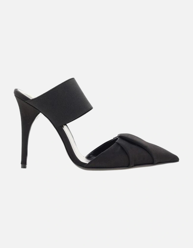 Calfskin Draped Pumps with Ankle Strap and Geometric Toe Women - Black