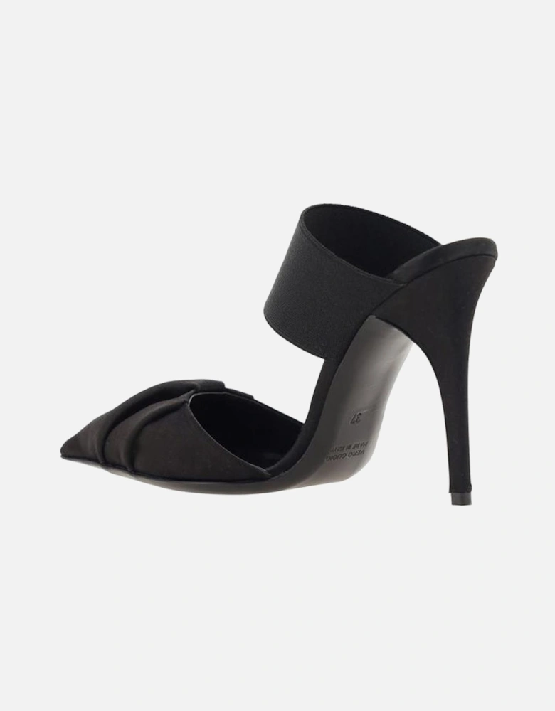 Calfskin Draped Pumps with Ankle Strap and Geometric Toe Women - Black