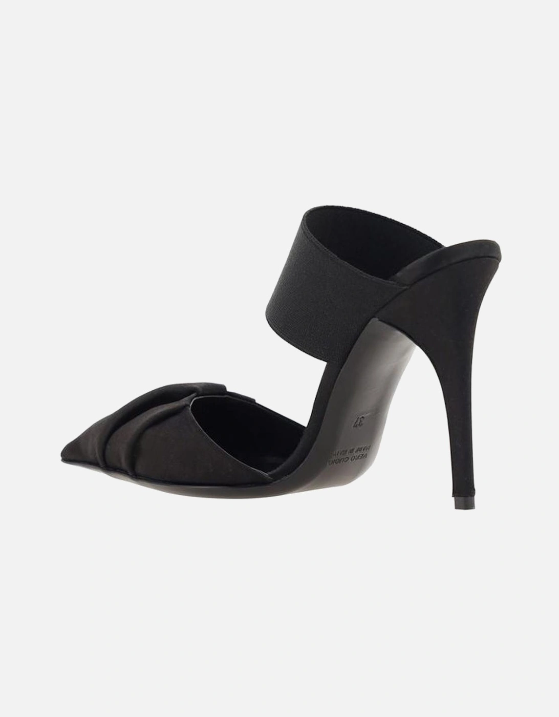 Calfskin Draped Pumps with Ankle Strap and Geometric Toe Women - Black