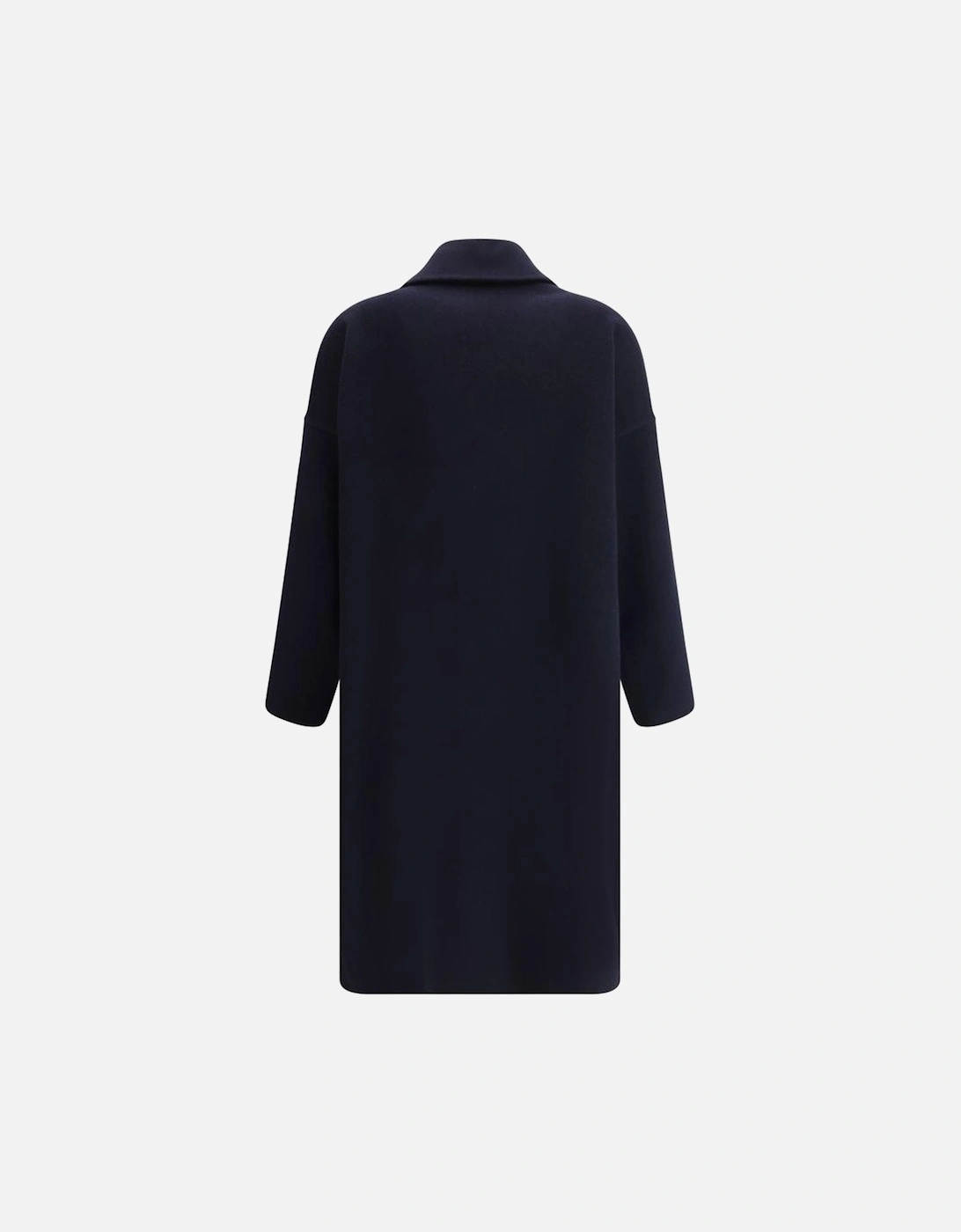 Double-Breasted Long Coat with Wide Lapel Women - Blue Jackets