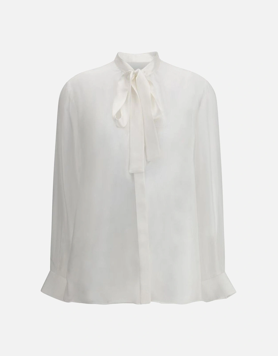 Silk Chiffon Shirt with Knotted Bow Scarf Women - White, 4 of 3