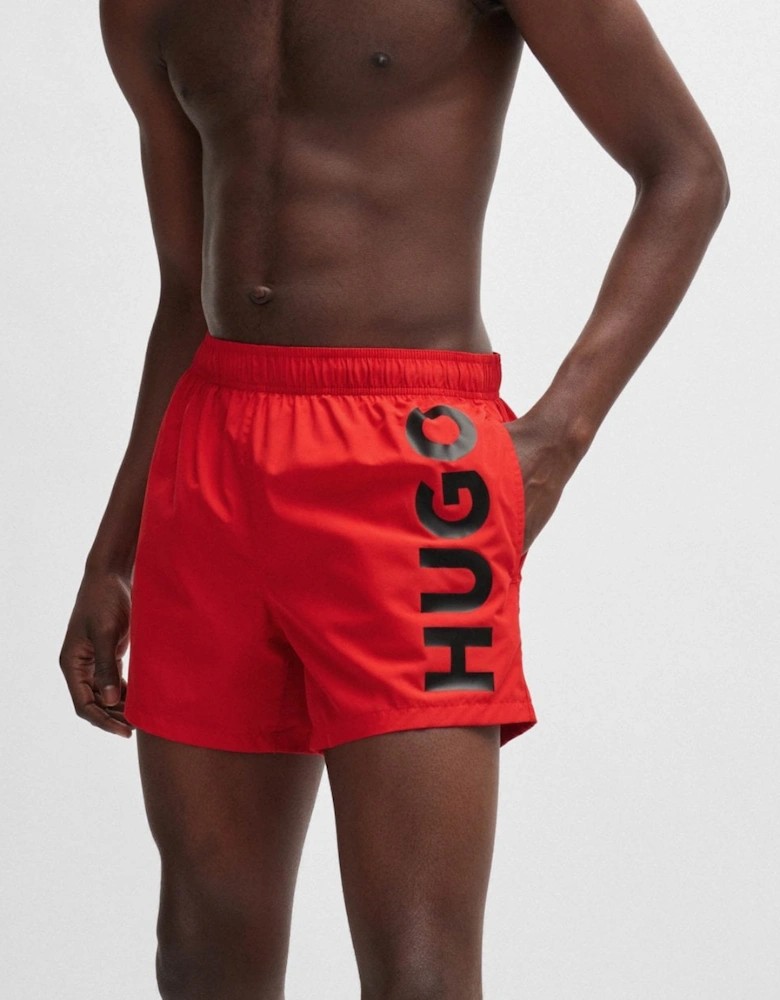 HUGO ABAS Mens Logo-Print Swim Shorts in Quick-Dry Fabric NOS