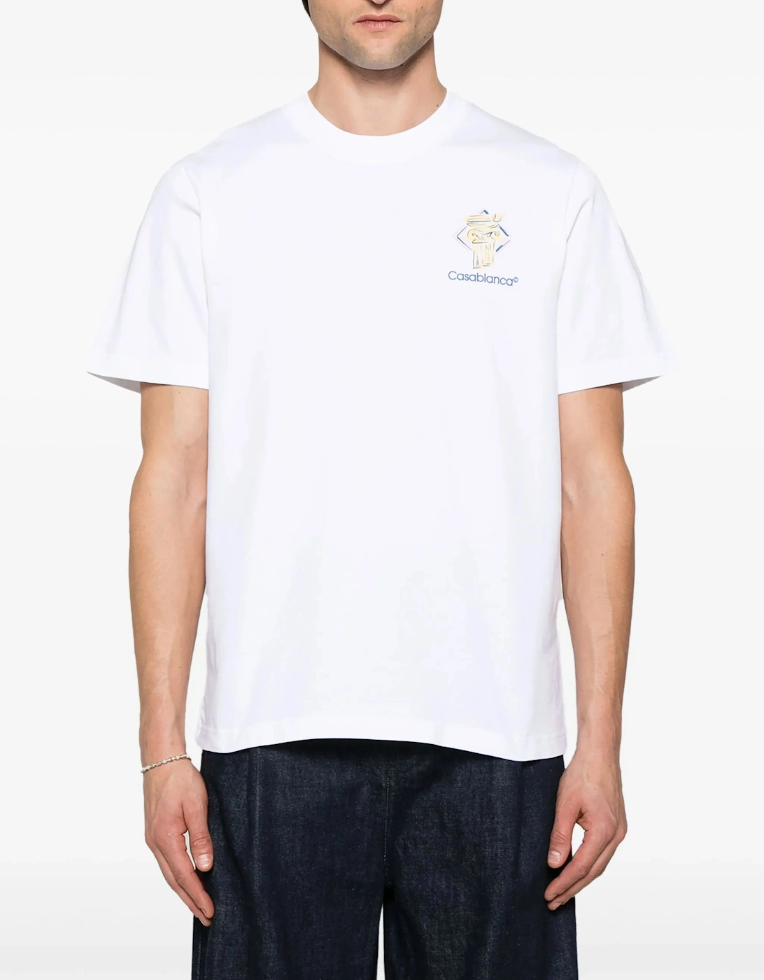 Diamond Column Printed T-Shirt in White