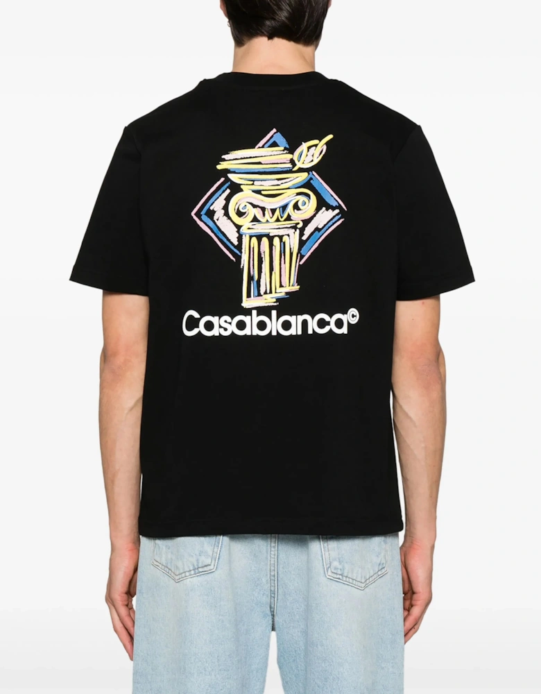 Diamond Column Printed T-Shirt in Black