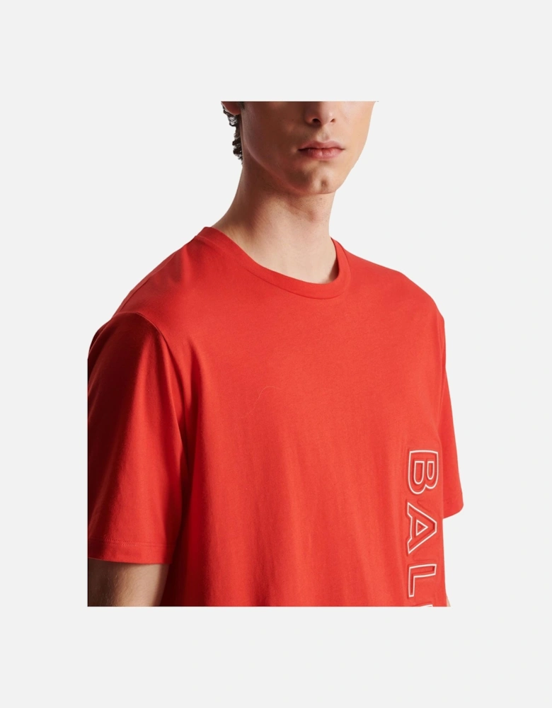 Vertical Embossed Logo T-Shirt in Red