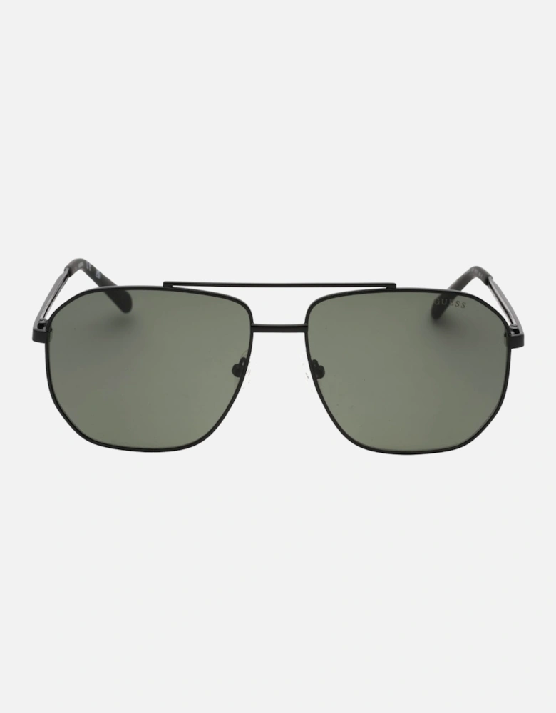 Green Lens Matte Black Sunglasses