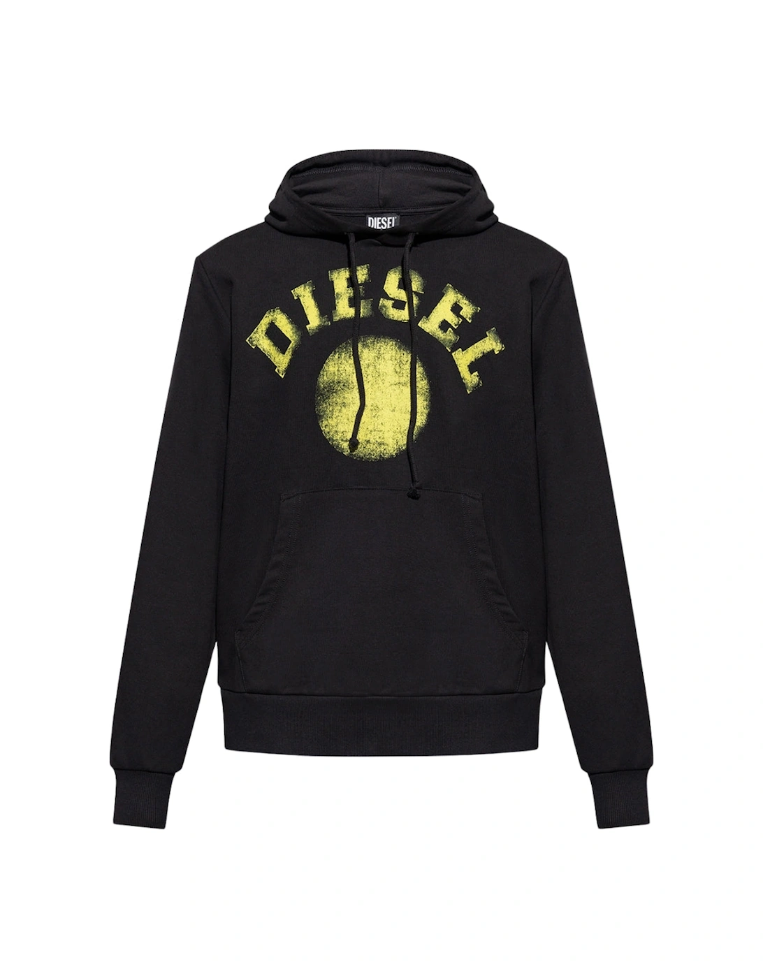 Men's Diesel Distressed Dot Logo Black Hoodie - Size: 40