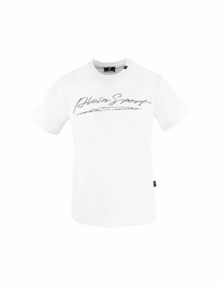 Plein Sport Large Signature Logo White T-Shirt