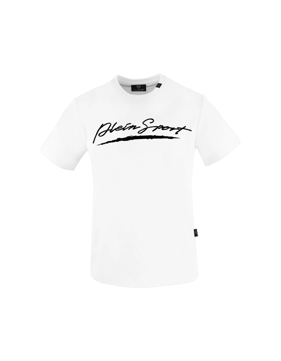 Men's Plein Sport Large Signature Logo White T-Shirt - Size: 42