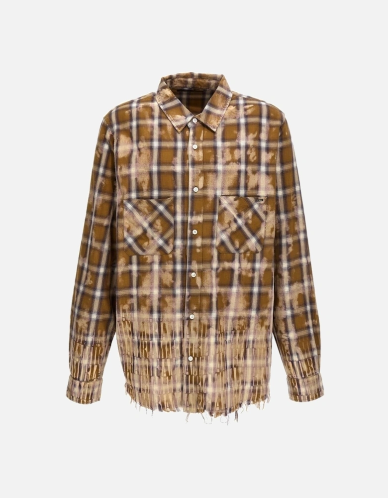 Bleached Long Sleeve Brown Flannel Shirt