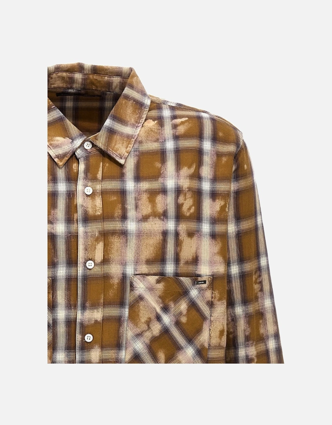 Bleached Long Sleeve Brown Flannel Shirt